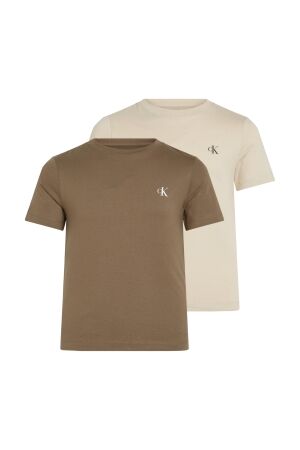 Calvin Klein 2-Pack Monogram T-shirt 0F4 Shitake/ Classic Beige