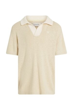 Calvin Klein Linen Blend Polo Sweater PD1 Oyster Gray
