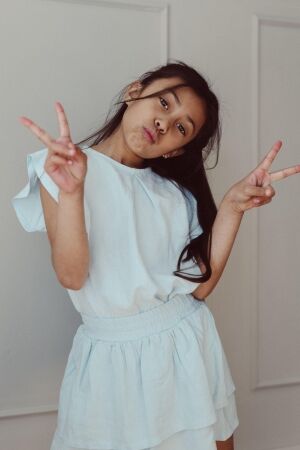 Two You Label Micky Linen Blouse Sky Blue