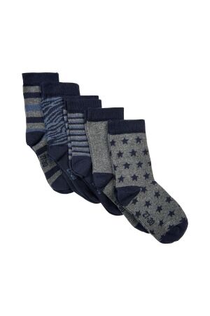 Minymo Sokken met patroon (5-pack) 131 Dark Grey Melange