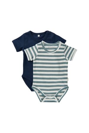 Minymo Romper korte mouw (2-pack) 928 Goblin Blue