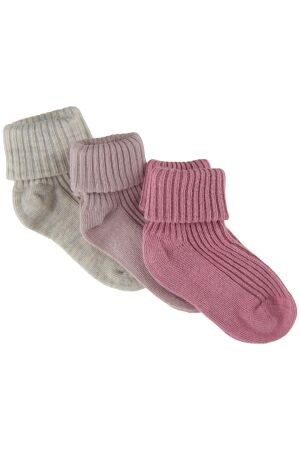 Minymo Baby rib sokken (3 pack) 514 Rose Smoke