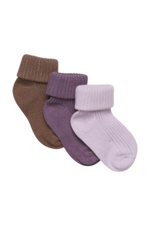 Minymo Baby rib sokken (3 pack) 696 Very Grape