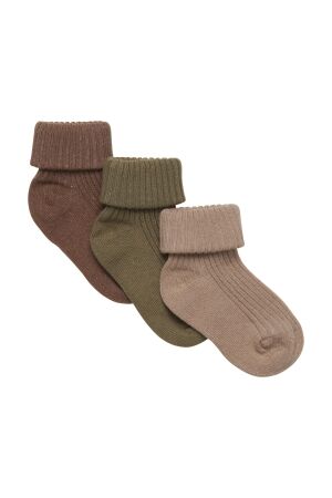 Minymo Baby rib sokken (3 pack) 961 Dried Herbs