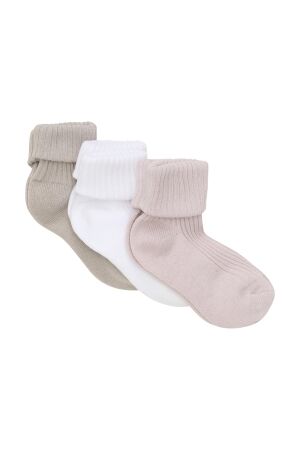 Minymo Baby rib sokken (3 pack) 596 Shell