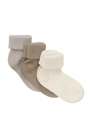 Minymo Baby rib sokken (3 pack) 225 Light Taupe