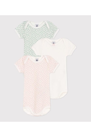 Petit Bateau 3-pak Rompers korte mouw 00