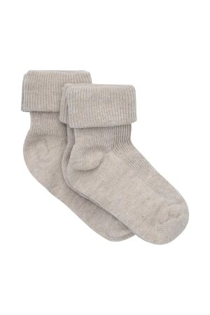 Minymo Baby rib sokken (2-pack) 225 Light Taupe