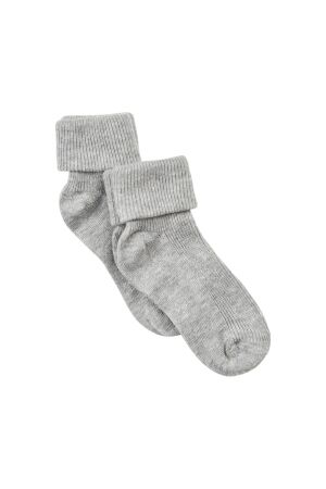 Minymo Baby rib sokken (2-pack) 130 Light Grey Melange
