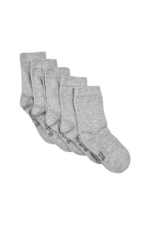 Minymo Enkelsokken -solid (5-pack) 130 Light Grey Melange