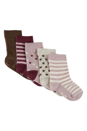 Minymo Sokken met patroon (5-pack) 514 Rose Smoke