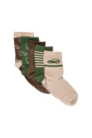 Minymo Sokken met patroon (5-pack) 281 Cocoa Brown