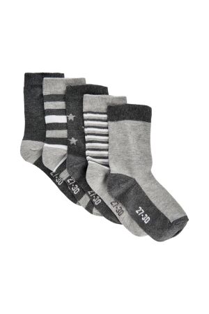Minymo Sokken met patroon (5-pack) 130 Light Grey Melange