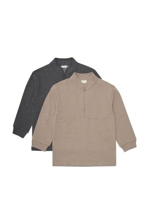 Minymo Sweatshirt met rits (2-pack) 2563 Fossil