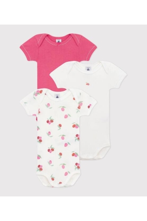 Petit Bateau 3-pak Rompers korte mouw 00 Roze