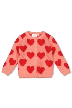 Jubel Vest gebreid AOP - Queen Of Hearts 155 l.Roze