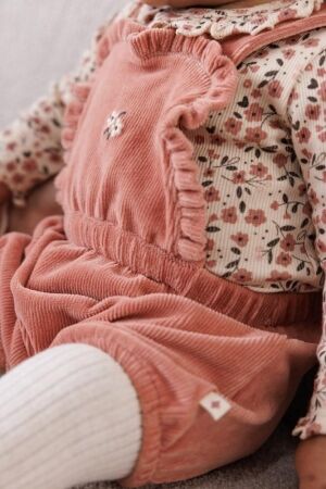 Feetje Tuinbroek kort velours rib - Woodland Bloom 285 Mauve