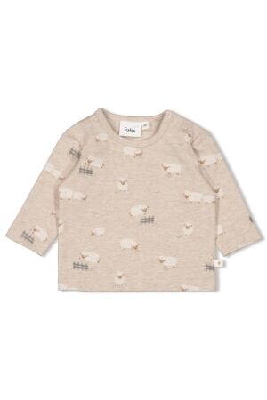 Feetje Longsleeve AOP - Sleepy Sheepy 730 Taupe melange