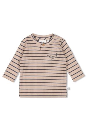 Feetje Longsleeve rib met streep - Narwal 710 Taupe