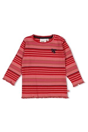 Feetje Longsleeve rib met streep - Queen of Hearts 155 l.Roze