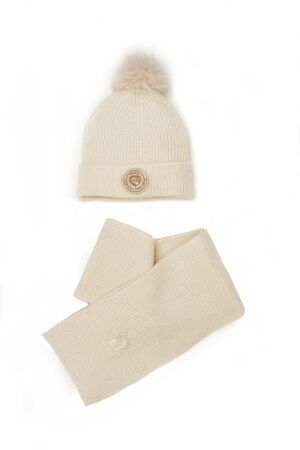 Le Chic Rosa & Reya Sjaal en Muts set 004 Warm Winter White