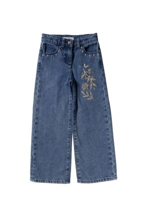 Your Wishes Jeans Enthic Flower Wide Leg 752 Medium Blue
