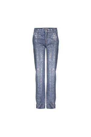 Geisha Jeans leopard print coated 000810 - blue denim printed coated