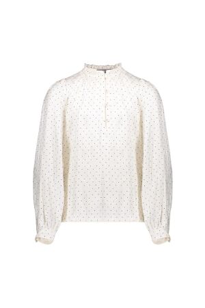 Geisha Blouse shiny dots 000017 - ivory/black