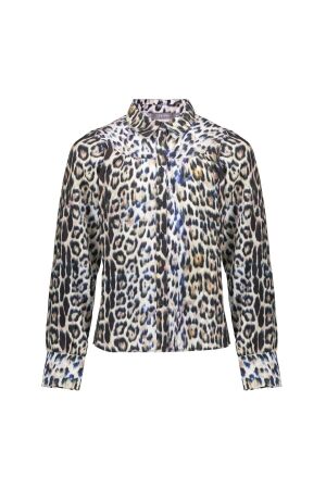 Geisha Blouse leopard 000735 - camel/blue/black