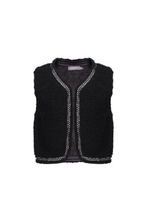 Geisha Gilet teddy embroidery 000999 - black/tape black zigzag