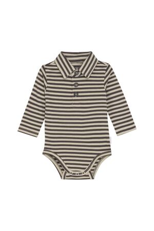 Noppies Romper Spur N438 Stripe pattern Dark Grey