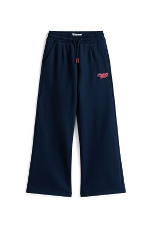 Tommy Hilfiger Broek Wide Leg met varsity flockprint C1G Dark Night Navy