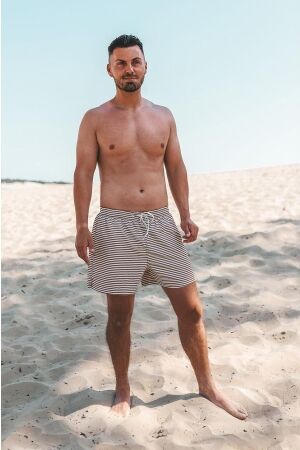 Salted Stories Stan heren Zwemshort Rib Stripe 151 Carob Brown