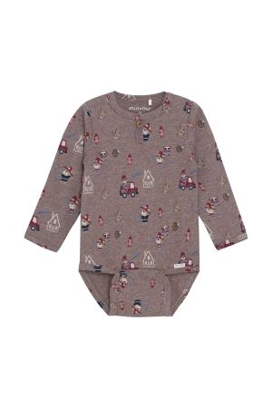 Minymo Romper allover print 2503 Dark Brown Melange