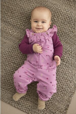Minymo Tuinbroek met allover print 5111 Mauve Orchid