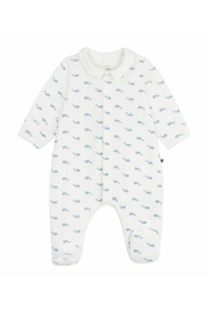 Petit Bateau Boxpakje met voeten 01 Marshmallow/Adriatic