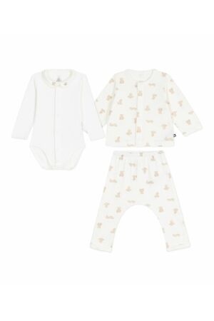 Petit Bateau 3-delig Babypakje 01 Marshmallow/Brun