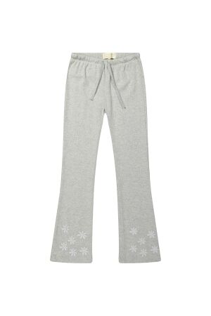 Two You Label Lilly legging straight embr. flower Grey