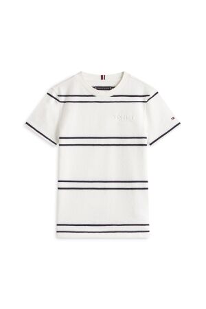 Tommy Hilfiger T-shirt Embossed Graphic Print YBH Ancient White Stripes