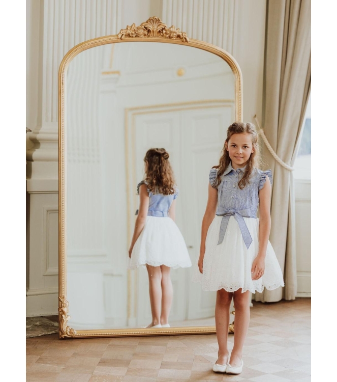 Gymp jurken OW-B Off White - Blue 471-6008-30