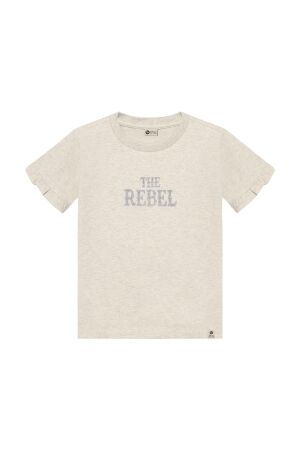 Daily7 T-shirt Rebel Print Creme Grey Melange