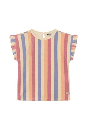 Daily7 T-shirt Terry Striped Heather Rose