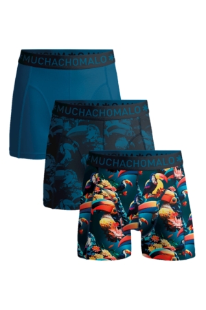 Muchachomalo Boys 3-Pack Boxershorts Print/Print/Blue