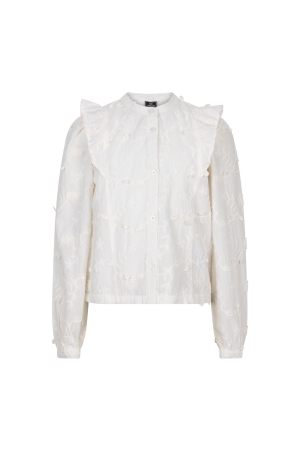 Indian Blue Jeans Flower Ruffle Shirt LS 1901 Lily White