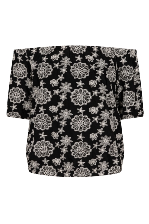 Indian Blue Jeans Flower Embroidery Blouse 999 Black