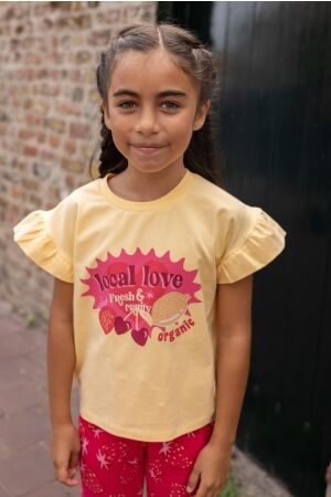 Looxs Little T-shirt met ruffles 534 Banana Shake