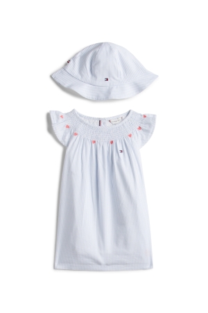 Tommy Hilfiger Ithaca geschenkset Jurk met hoedje Blue Stripe