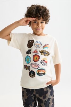 Scotch & Soda Kids T-shirt Front Artwork Eggnog