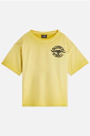 Scotch & Soda Kids T-shirt Front And Back Artwork Habanero Gold