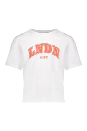 Geisha T-shirt puff LNDN city Off-White/Coral